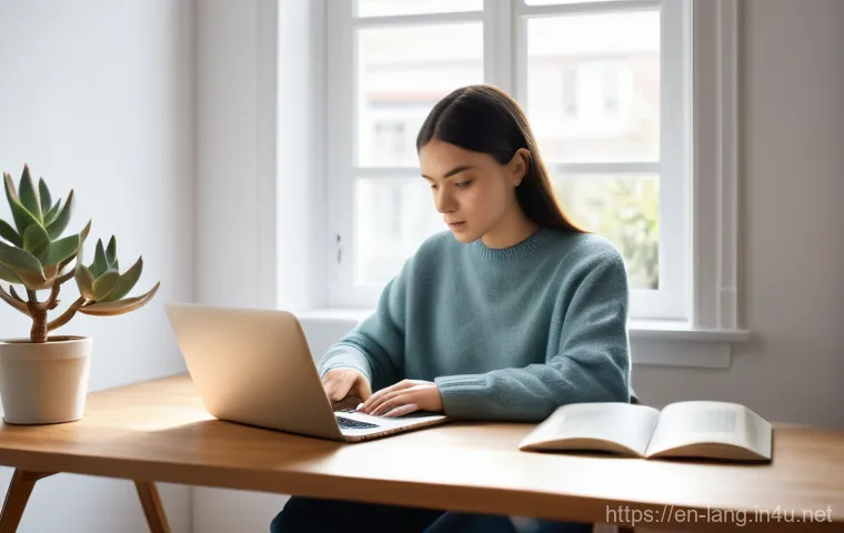 외국어 시험 집중력 향상 비법 - **"The Focused Sanctuary"**: A photorealistic image of a young adult, gender-neutral, aged between 1...