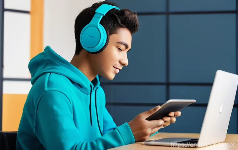 외국어 시험 집중력 향상 비법 - **"The Focused Sanctuary"**: A photorealistic image of a young adult, gender-neutral, aged between 1...