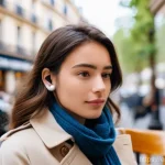 프랑스어 및 독일어 학습에서의 발음 연습 중요성 - **Prompt:** A vibrant, sunlit scene featuring a young adult, approximately 18-20 years old, sitting ...