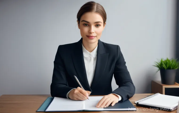 프랑스어 전문직 이직 성공 사례 - **"A detailed, realistic photograph of a professional woman in her late 20s to early 30s, meticulous...